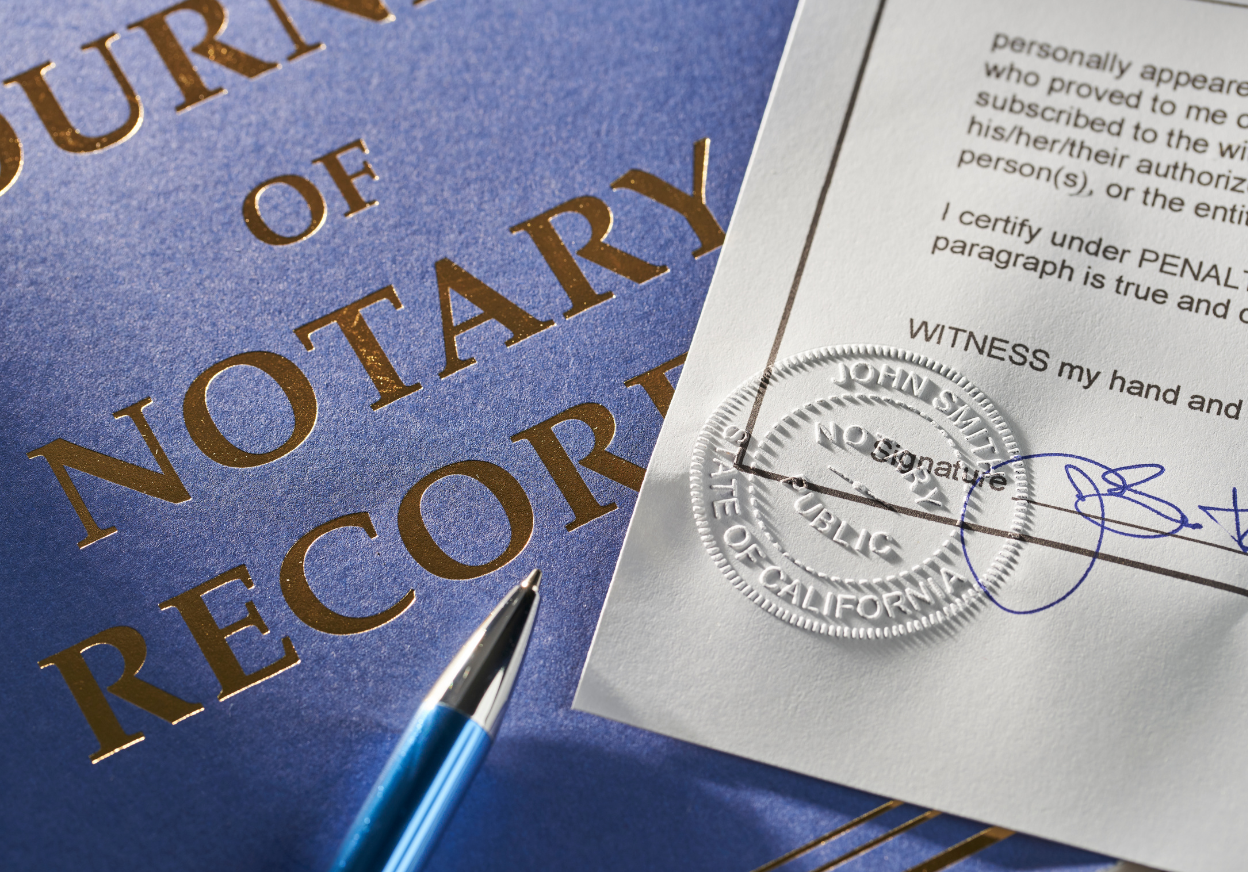 Certified Notary signing documents in Boston MA